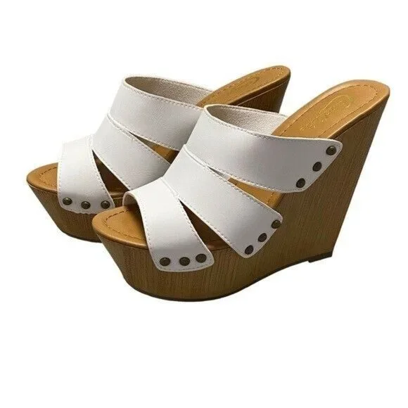 Candie’s Women’s Platform Wedge Sandals Cawendy White Size 7.5 90s Y2K NIB - Picture 2 of 8